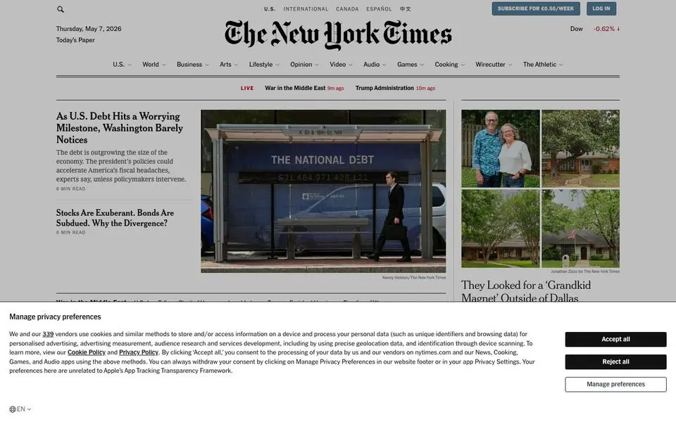 The New York Times - Breaking News, US News, World News and Videos